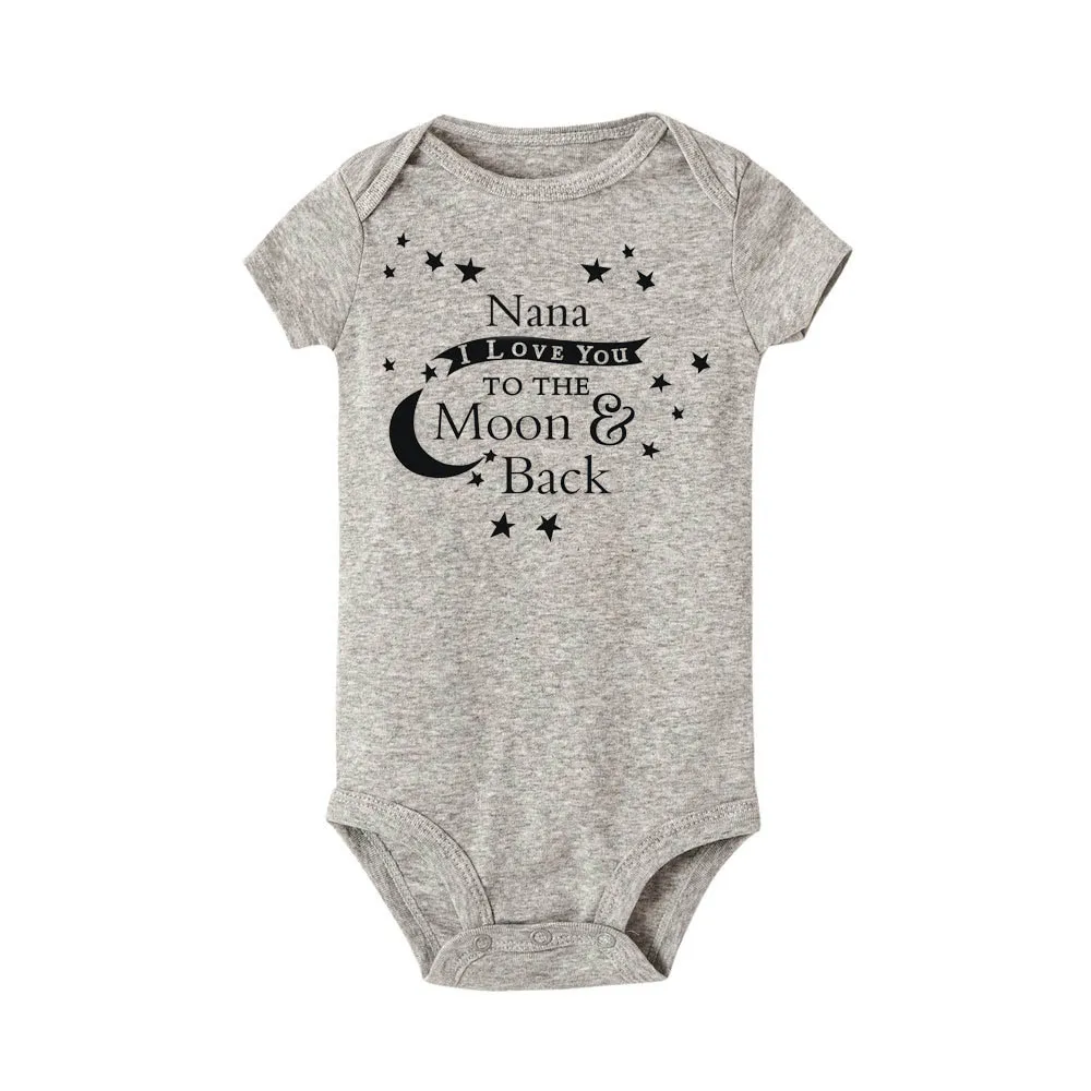 R335-SRPGY- Детские комбинезоны с надписью «I love NANA to the moon and back» для девочек и мальчиков, одежда с короткими рукавами для новорожденных, Комбинезоны и комбинезоны детская одежда - Цвет: R335-SRPGY-