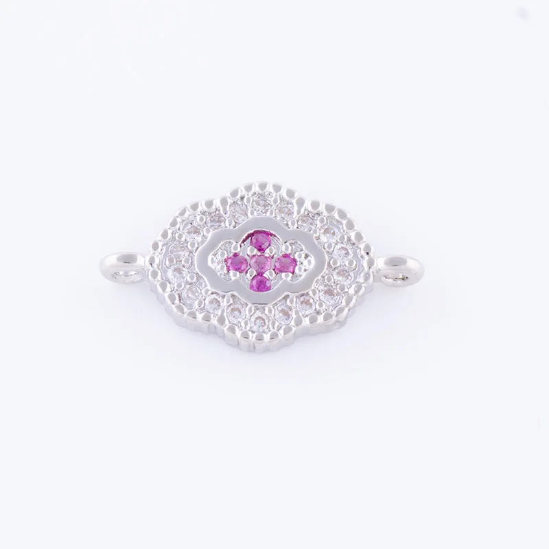 

5pcs Zircon Flower Charms Connectors For Bracelet Women Handicraft Copper Micro Pave Czech Charms Wholesale Bedels