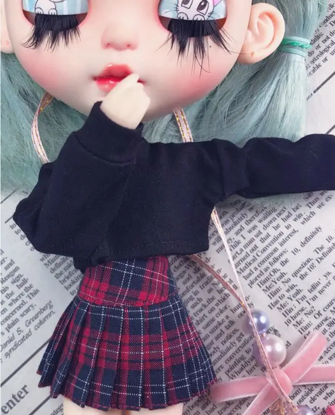 B260 Blyth Doll clothes gift 1/6 dolls Accessories handmade High-waisted plaid skirt 1pcs | Игрушки и хобби