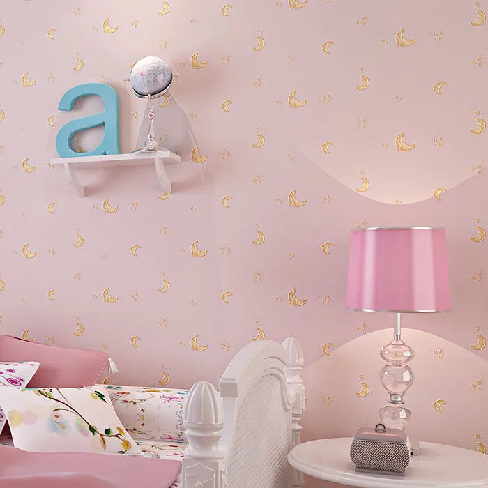 

Factory direct sale environmental protection non-woven wallpaper star moon Boy Girl Bedroom wallpaper children's room wallpaper