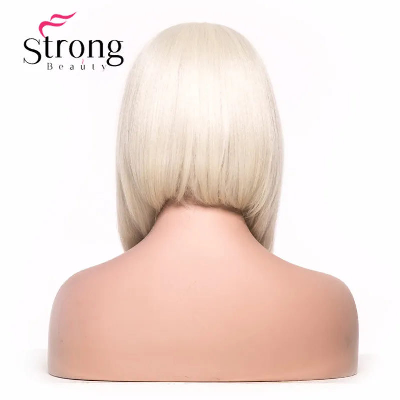 StrongBeauty парик фронта шнурка короткий Yaki прямой Боб стрижка термостойкий/часть натуральный блонд синтетический парик женский - Цвет: om60