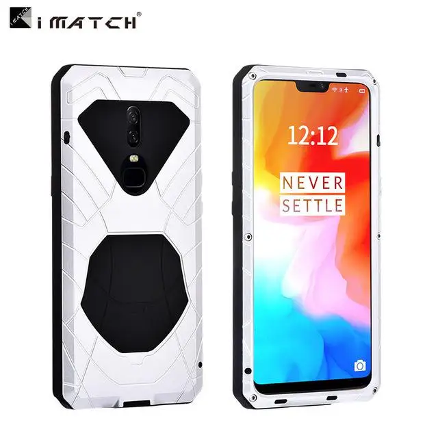 Original For Oneplus 6 6t Phone Case Hard Aluminum Metal Protector One Plus 6 6T 7 PRO Cover Heavy Duty Protection Silicon Cover - Цвет: Серебристый
