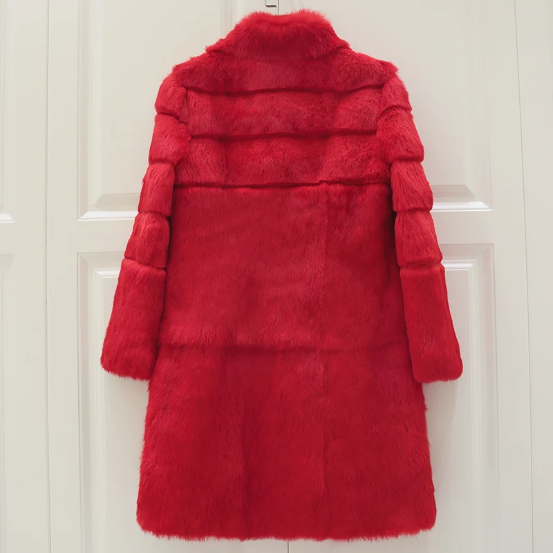 2022 New genuine natural real whole skin rabbit fur coat women Fur jacket Coats winter outwear overcoat free shipping  Z382