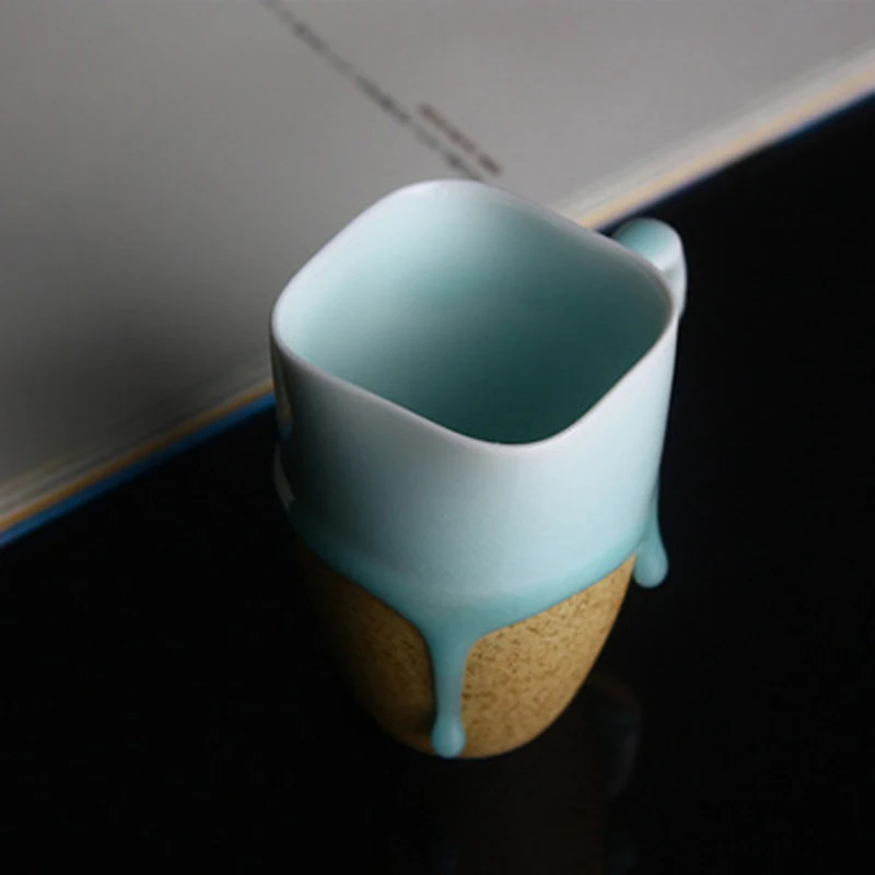 Креативные керамические кружки с синим потоком ручной работы круглые/Необычные