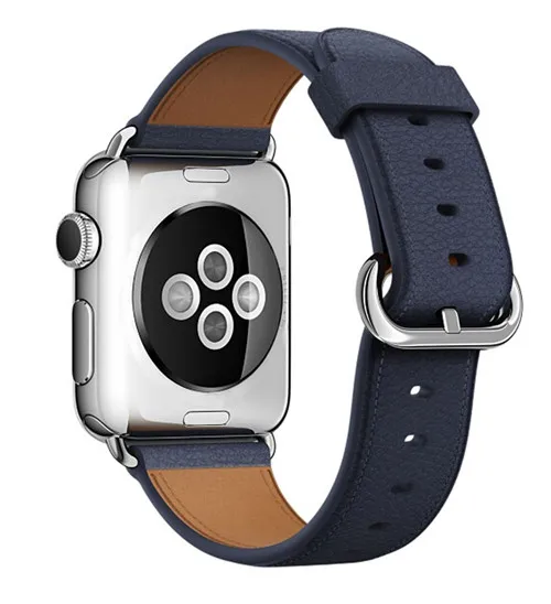 Midnight blue Кожаный ремешок для apple watch, ремешок apple watch 5, 4, 3, ремешок 42 мм, 44 мм, ремешок correa iwatch 5, 38 мм, 40 мм, Классическая пряжка, браслет, ремень - Цвет ремешка: Midnight blue