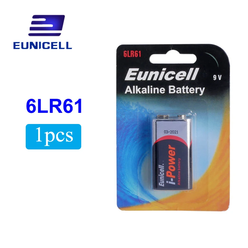 1 шт. сухая батарея EUNICELL 9 В 6LR61 PPP3 1604A щелочные батареи 6F22 не перезаряжаемые для