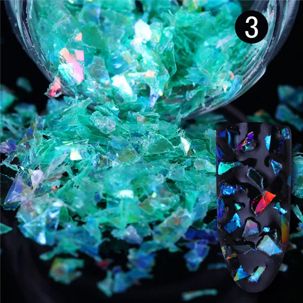 Fluorescent Glass3 Ur Sugar алюминиевые хлопья для ногтей блестки порошок «Волшебное зеркало» блестит Золото Серебро Красный цвета нерегулярные пигментные украшения ногтей - Цвет: Fluorescent Glass3