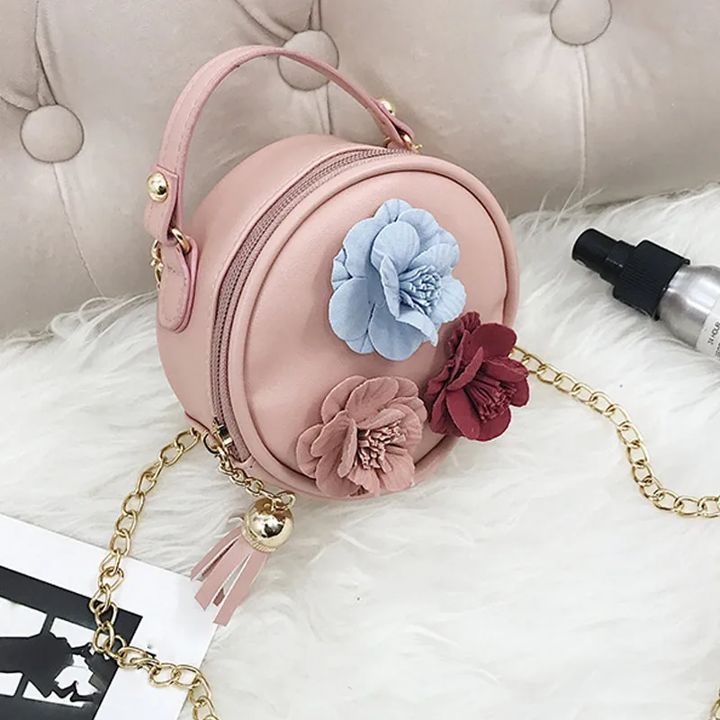 Children Kids Girl Shoulder Crossbody Bag PU Leather Round Chain Zipper For Money LXX9 |