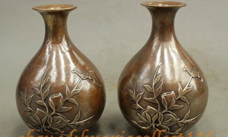 Народная китайская Бронзовая техника счастливая летучая мышь Персиковый Цветок