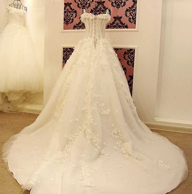 CloverBridal лодочка декольте кружева цветы аппликации вышивка бисером boned Иллюзия корсета 100 см поезд синее свадебное платье