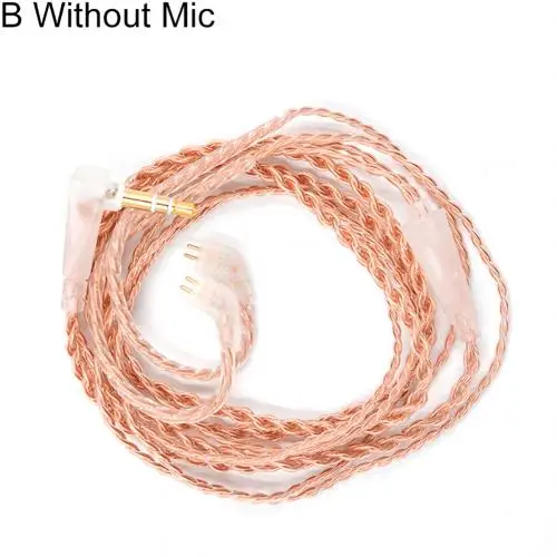 Without Mic B KZ 0,75 мм позолоченный B/C провод со штырями для наушников кабель для KZ-ZST/ES4 KZ-ZSN с микрофоном Сменный кабель для DIY Замена наушников аудио - Цвет: Without Mic B