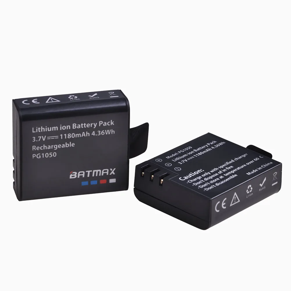 2 шт. аккумулятор PG1050 1180 мАч для камеры SJCAM SJ4000 WiFi SJ5000 Plus M10 plus SJ6000 SJ7000 SJ8000 |