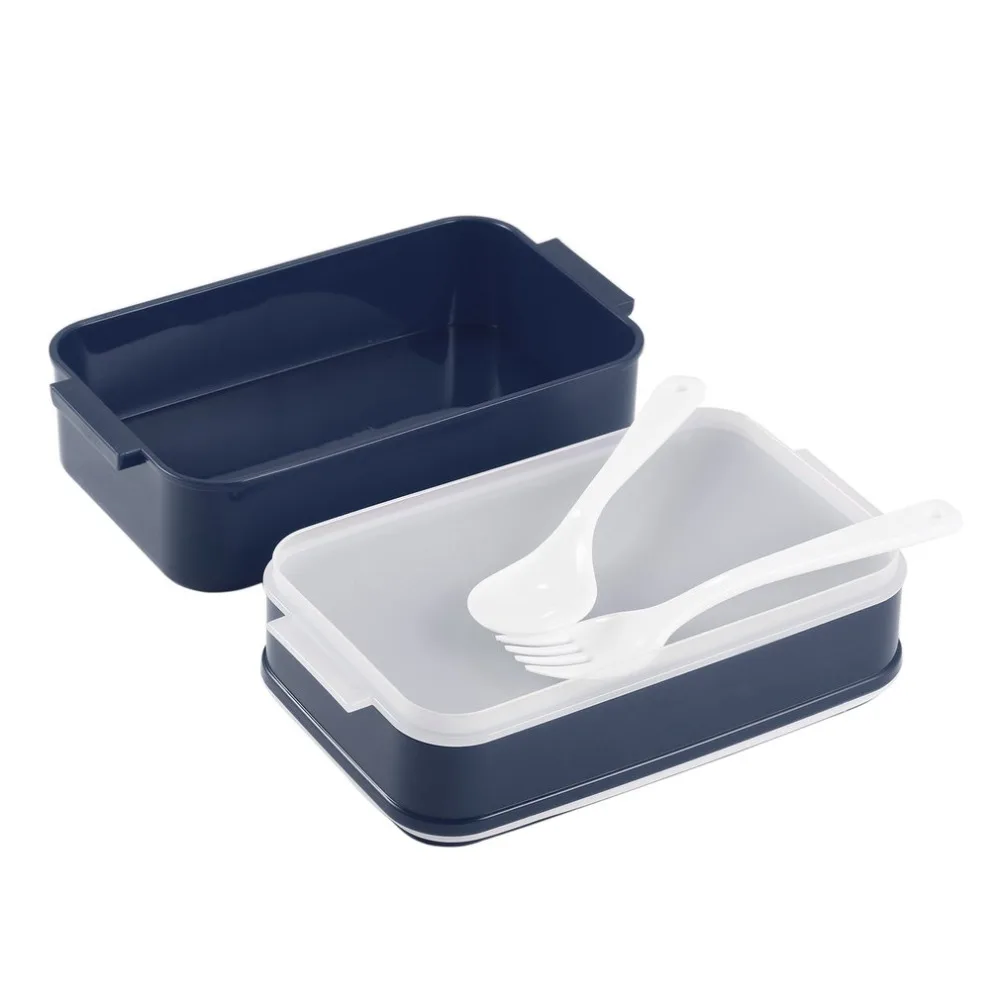850ml Double Layer Microwave Lunchbox Food Storage Container Lunch Bento Boxes Dinnerware with Cutlery Set & Fork | Дом и сад