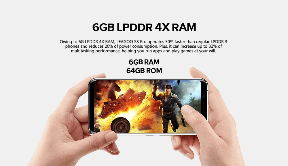LEAGOO S8 Pro, 4G, мобильные телефоны, Android 7,0, 6 ГБ ОЗУ, 64 Гб ПЗУ, восьмиядерный смартфон, две задние камеры, 5,99 дюймов, сотовый телефон