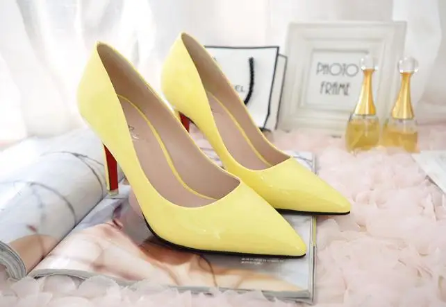 2015 new fashion sexy shoes candy color Europe and the trend of high-heeled Asakuchi pointed | Обувь
