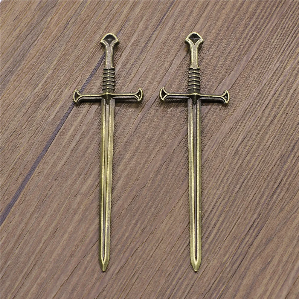 4pcs Sword Pendant Charms DIY Jewelry Making Jewelry Finding 2 Colors Antique Silver Antique Bronze Color 25x87mm