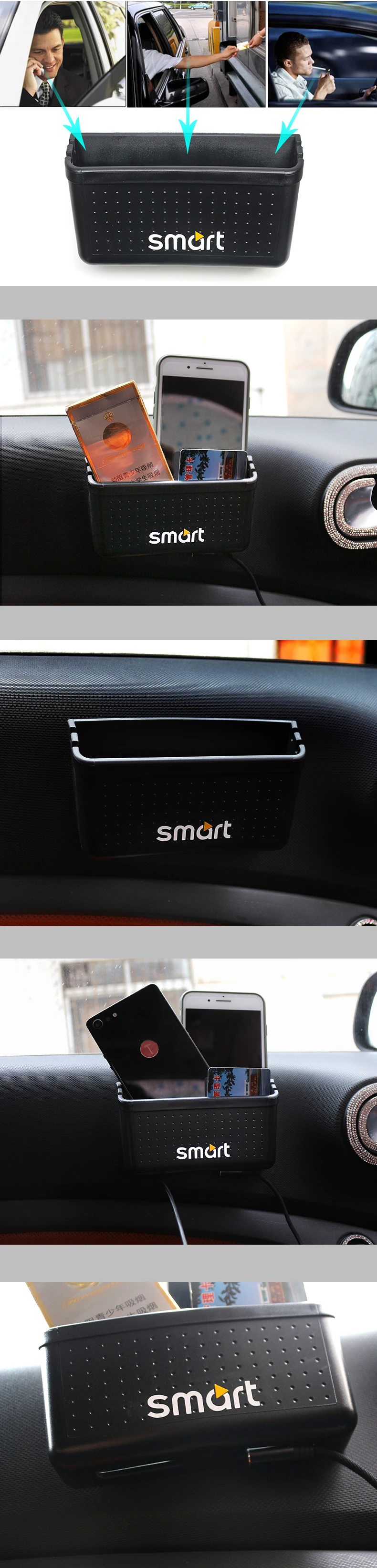 Автомобильный ящик для хранения для smart 450 451 453 fortwo forfour мобильный телефон карта размещения Автомобильный интерьер автомобильные аксессуары стиль