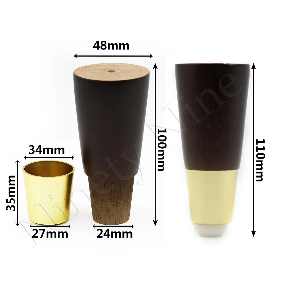 Walnut Color Natural Wood Reliable 110*48*27mm Furniture Leg Cone Shaped Wooden Feet for Cabinets Soft Table Set of 4 | Мебель