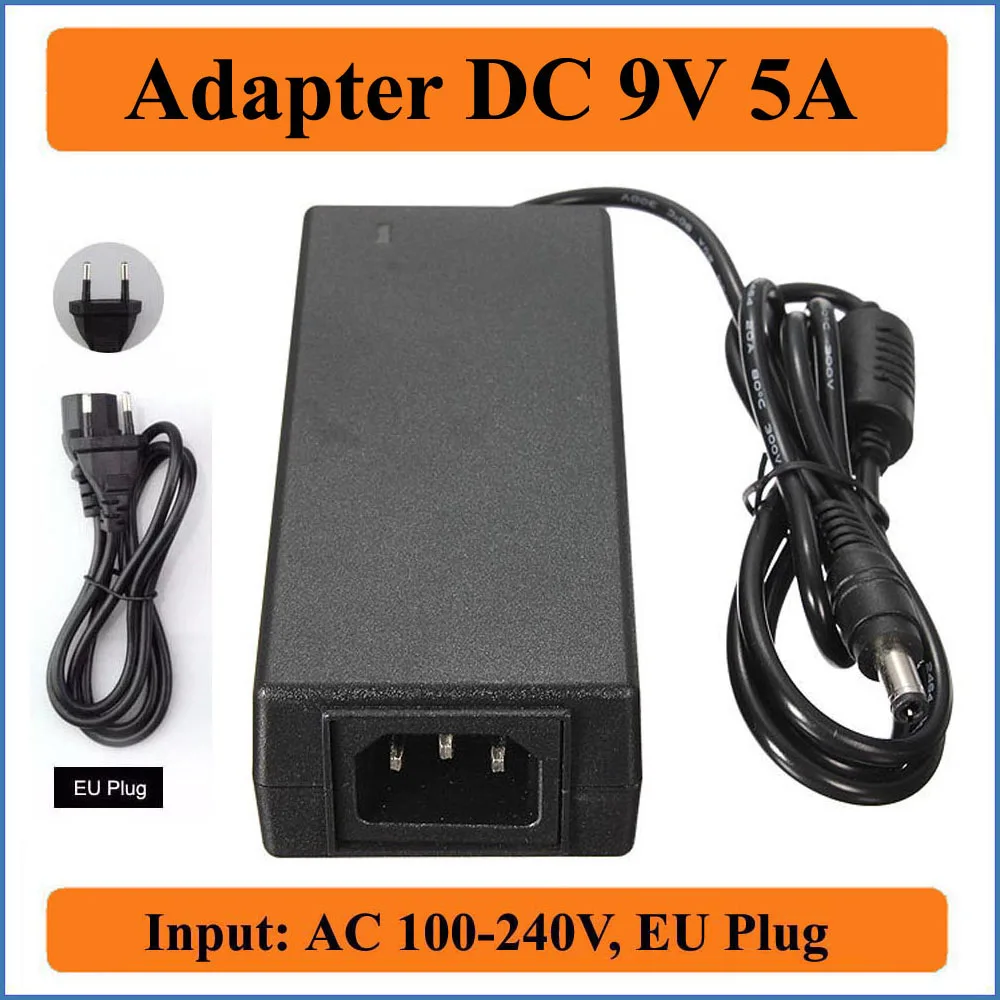 9V 5A штепсельная вилка европейского стандарта AC DC адаптер 1 шт. 100V 240V