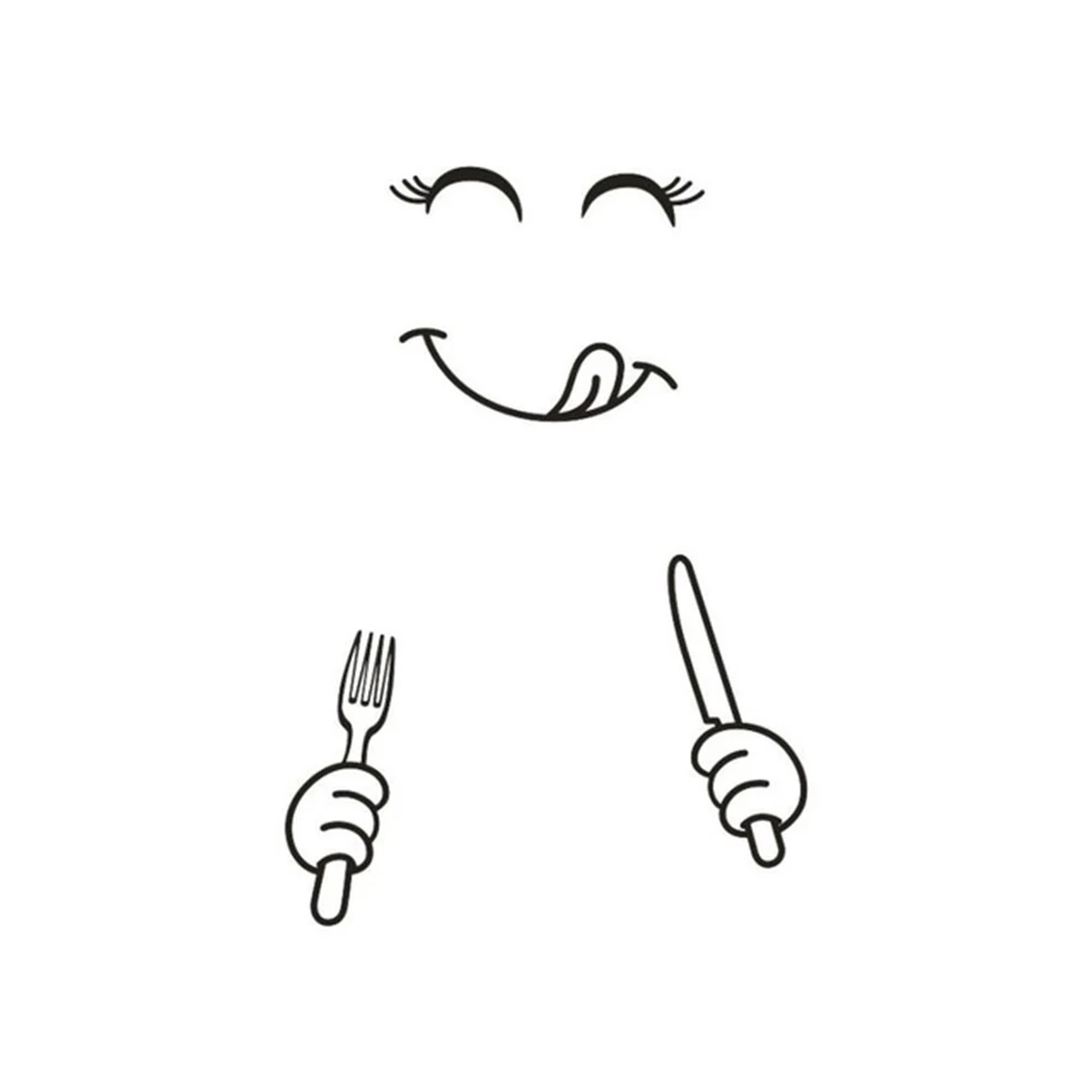 fork Милый стикер для холодильника Happy Delicious Face kitchen Smiley самоклеящийся холодильник на стену художественная Наклейка на стену s Cute - Цвет: fork