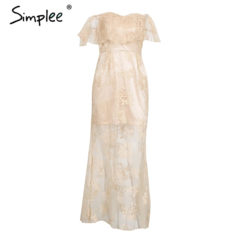 Женское осеннее кружевное платье макси Simplee элегантное модное вечернее длинное с
