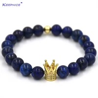 new brand trendy imperial crown charm bracelets men natural stone beads for women men jewelry pulsera hombres