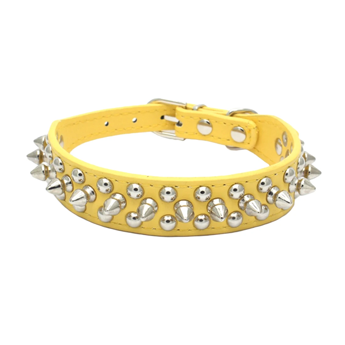 Yellow XL-L ошейник для собак карамельного цвета с заклепками и шипами, регулируемый ошейник для собак - Цвет: Yellow