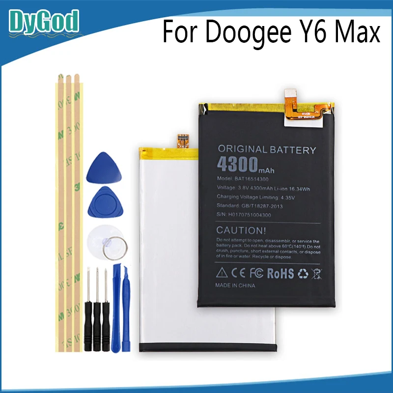 4300 мАч Для Doogee Y6 Max Экстрим Замена батареи для Bateria Мобильный телефон + Инструменты