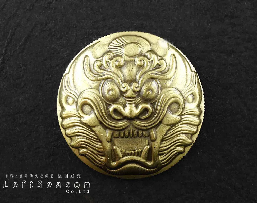 Кошелек в виде головы драконов с защелкой из латуни золотого и бронзового цвета