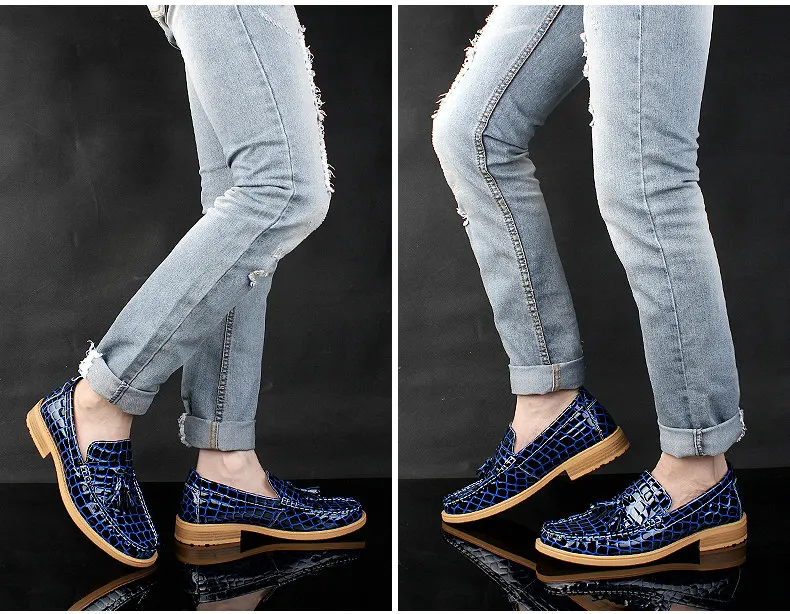 Europe Mens Shoes Genuine Leather Mocassins New Designer Man Zapatillas Hombre Size 38 to 44 Blue Black | Обувь