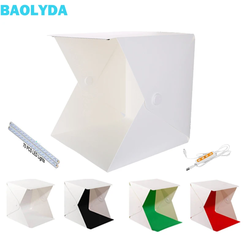 Baolyda 40 см фотобокс фотостудия фотография коробка с 2LED бар 4 вида цветов фоны для