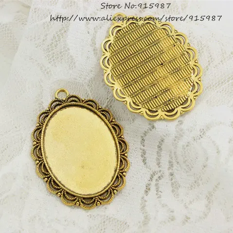 

Sweet Bell 10 pcs/lot Antique gold Oval cabochon Cameo Setting Cabochon Tray Inner Size 40*54mm(Fit 30*40mm dia) 6D1082