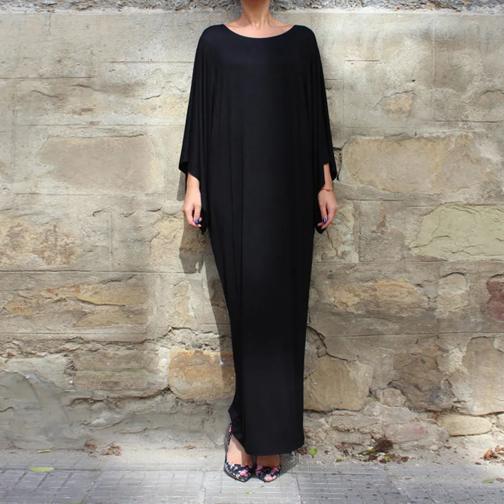 Женское длинное платье C30116 повседневное однотонное с длинным