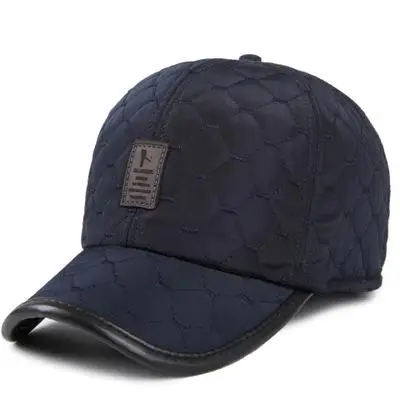 navy Новинка, теплая зимняя бейсболка, мужская, защита ушей, Gorro, шапки, бренд Snapbak, одноцветная бейсболка «Кости», Мужская зимняя теплая, для мужчин - Цвет: navy