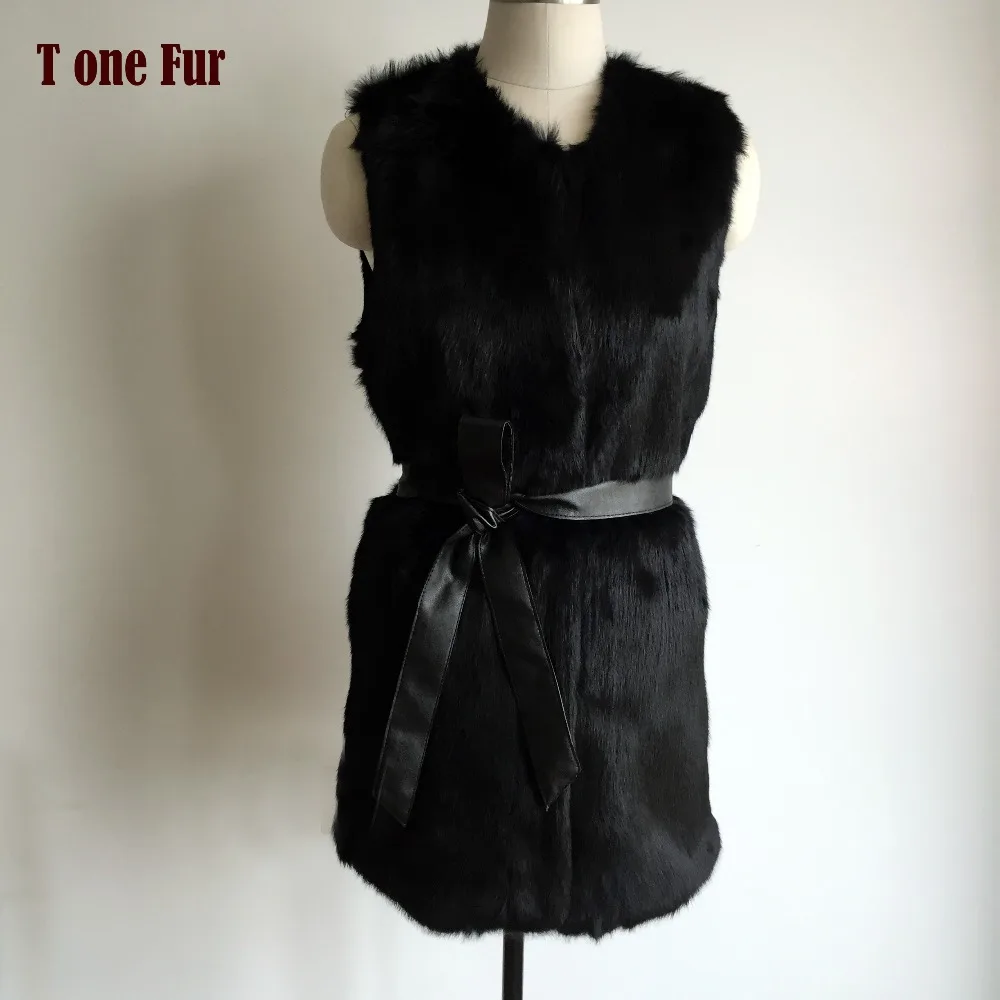 Женский Длинный жилет из натурального кроличьего меха | Женская одежда
