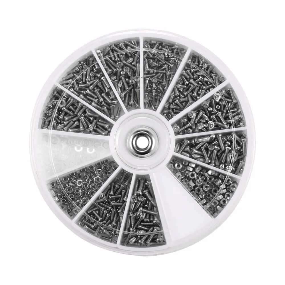 Новый Серебряный нержавеющая сталь 12 видов ассортимент шурупы гайки со шляпками