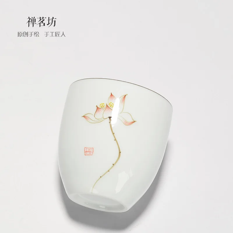 Handpainted Flower Chinese Ceramic Blue and white porcelain Tea Set Cup Glaze Kiln 150ml Kung Fu Teacup Puerh Black | Дом и сад