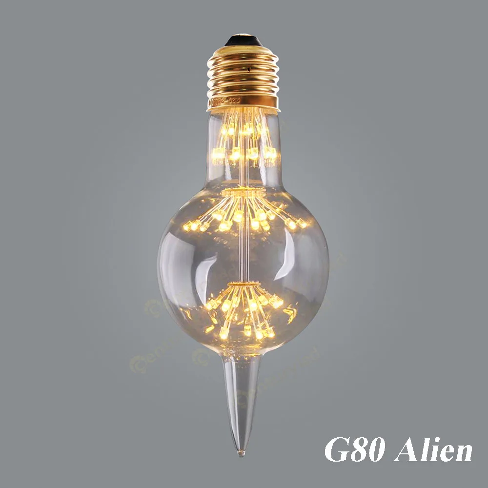 Christmas bulbs ST64 A60 G80 G95 Ретро звездное небо диммируемая Светодиодная лампа 3 Вт 2200 к E27 220 В бутылка вина декоративная фейерверк лампочка лампада СИД - Испускаемый цвет: G80 Alien