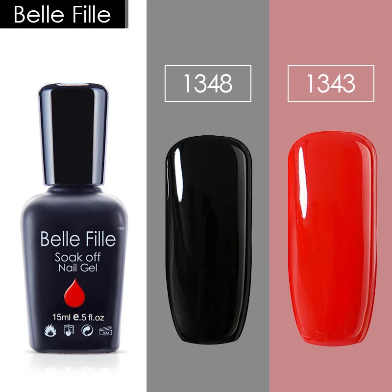 Belle Fille 2 шт./лот 15 мл УФ гель для ногтей 10 Гель лак полировки красный Vernis