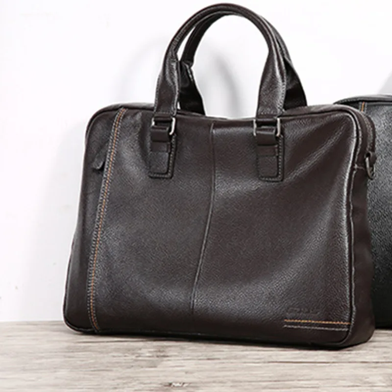 Brown Мужской портфель, сумки для ноутбуков, сумка для ноутбука, мужская сумка на плечо из натуральной кожи, Портативная сумка KUMON для huawei Matebook X Tas - Цвет: Brown