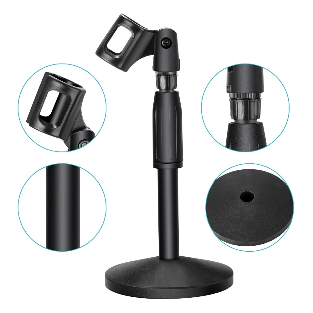 

Neewer Table Top Adjustable Microphone Stand with 5inches/12.7centimeters Diameter Heavy Duty Round Weighted Base and Microphone