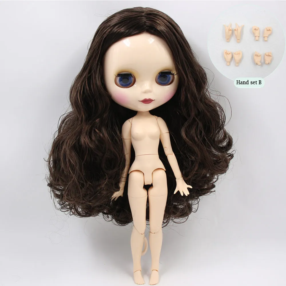 B doll with hand AB ICY Nude Blyth Custom Doll No. BL950/0222 коричневый микс черные волосы 1/6 bjd, pullip, licca, jerryberry - Цвет: B doll with hand AB