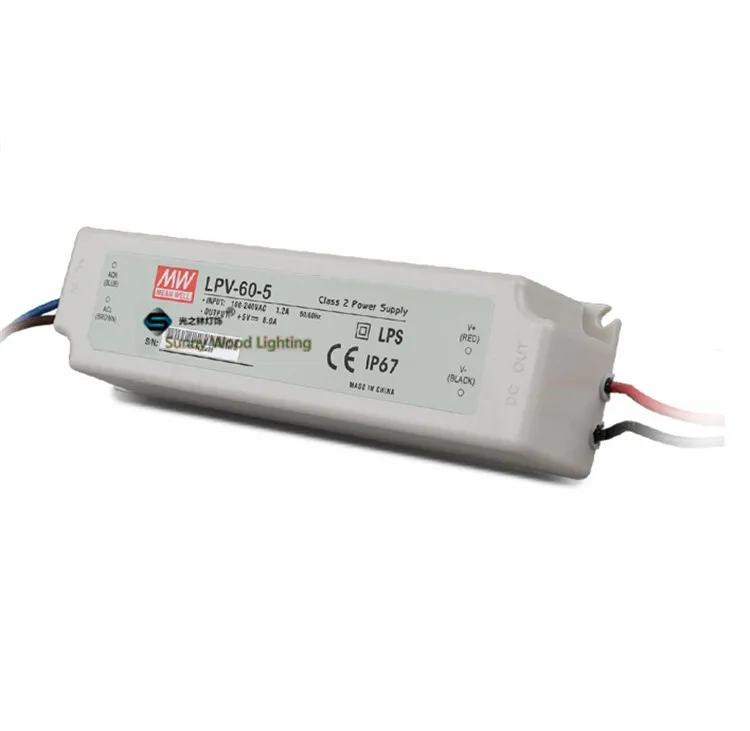 100-240Vac до 5VDC, 40 W, 5V8A IP67 источник питания, напольный светодиодный светильник, Led Вывеска водонепроницаемый драйвер, LPV-60-5