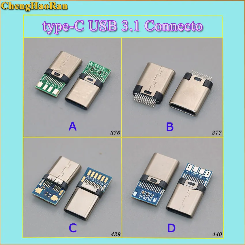 

ChengHaoRan New 2-10PCS USB Power Connector Charge Dock port Plug type-C USB 3.1 Connecto Type C USB male Jack