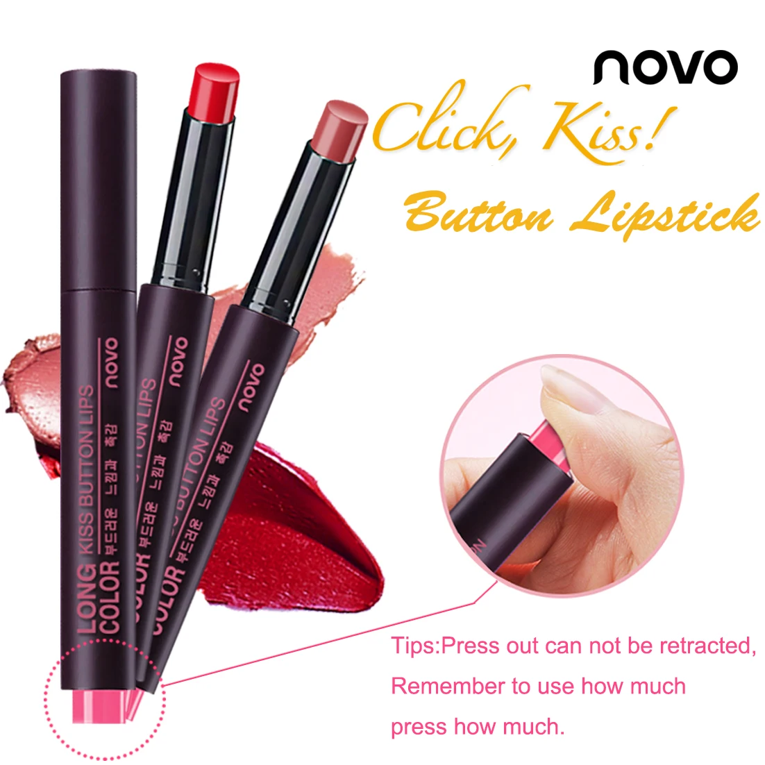 Матовая помада карандаш с пуговицами NOVO питательный увлажняющий для губ стойкая