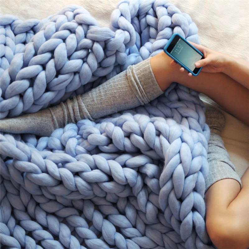 100% акриловое одеяло ручная вязка гигантская Синтетическая Пряжа короткое