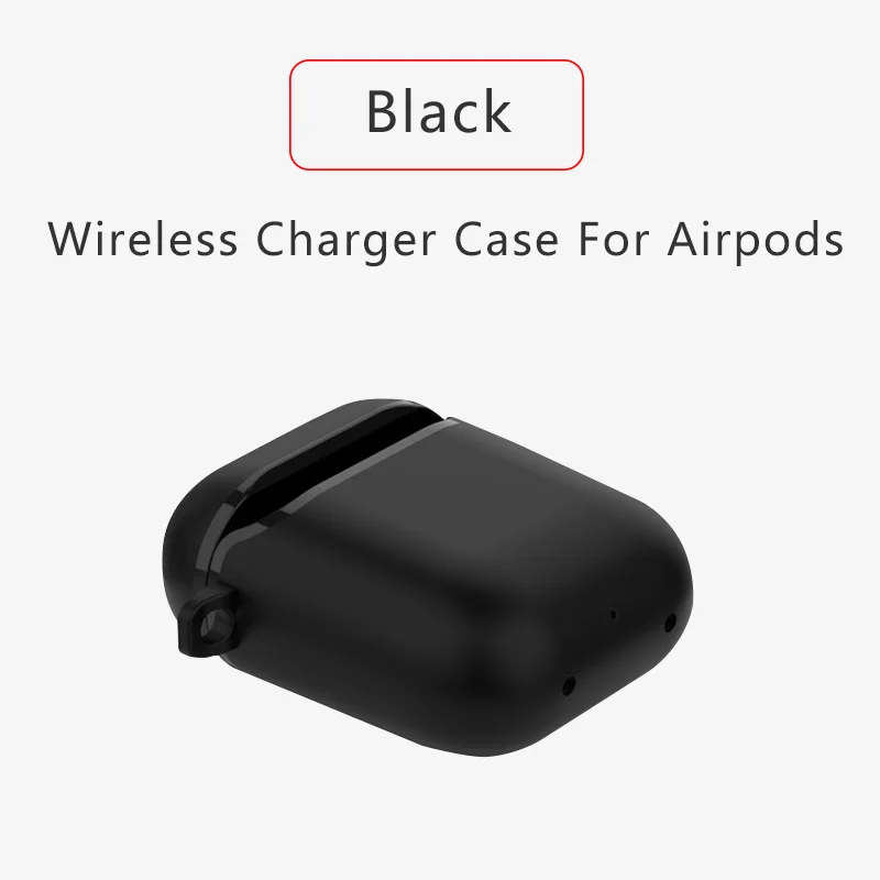 Black Чехол для зарядного устройства Airpods, чехол для беспроводного зарядного устройства QI, чехол для беспроводного зарядного устройства Airpods, чехол для зарядного устройства Airpods - Цвет: Black