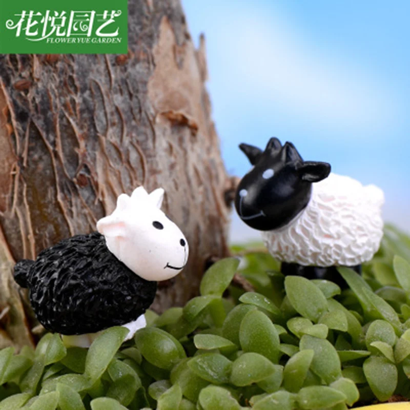Модель маленькой Овцы ZOCDOU из черной и белой козы 2 шт. статуэтка для сада