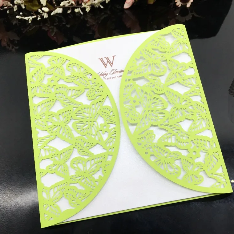 OLOEY белый розовый зеленый лазерная резка свадебное приглашение карты