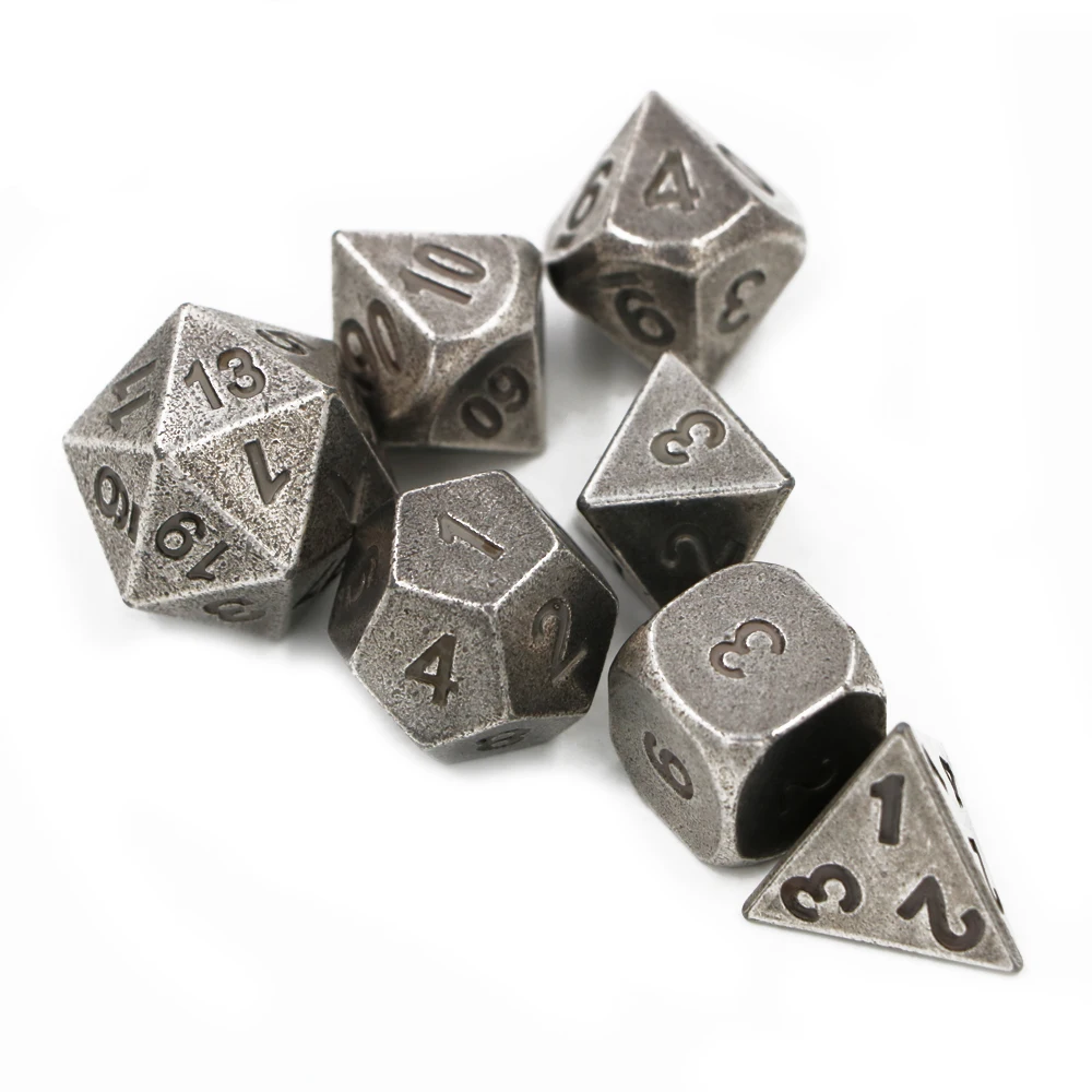 7 шт./компл. классические РПГ игральные кости D &amp металлические игра DND набор